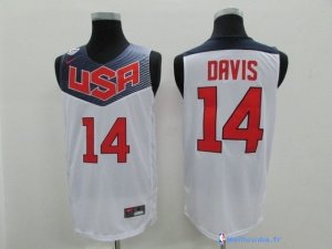 Maillot NBA Pas Cher USA 2014 Davis 14 Blanc