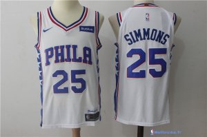 Maillot NBA Pas Cher Philadelphia Sixers Ben Simmons 25 Blanc 2017/18