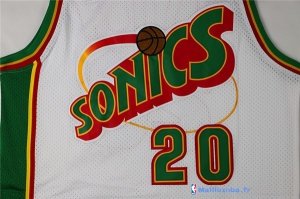 Maillot NBA Pas Cher Seattle Supersonics Gary Payton 20 Retro Blanc