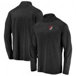 Portland Trail Blazers Fanatics Branded Black Iconic Striated Raglan Quarter-Zip Pullover Jacket