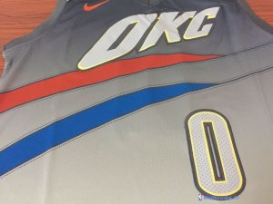 Maillot NBA Pas Cher Oklahoma City Thunder Russell Westbrook 0 Nike Gris Ville 2017/18