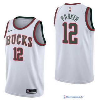 Maillot NBA Pas Cher Milwaukee Bucks Jabari Parker 12 Retro Blanc 2017/18