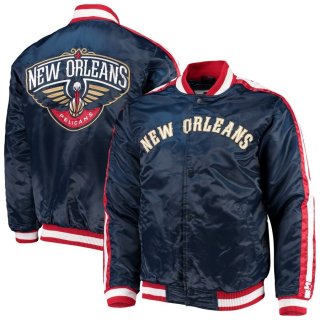 New Orleans Pelicans Starter Navy The Offensive Varsity Satin Full-Snap Jacket