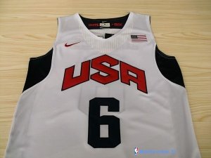 Maillot NBA Pas Cher USA 2012 James 6 Blanc