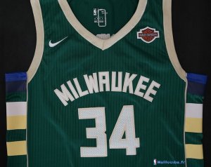 Maillot NBA Pas Cher Milwaukee Bucks Giannis Antetokounmpo 34 Vert 2017/18