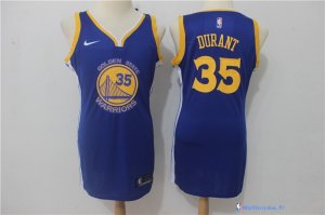 Maillot NBA Pas Cher Golden State Warriors Femme Kevin Durant 35 Bleu Icon 2017/18