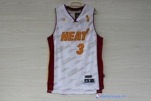 Maillot NBA Pas Cher Miami Heat Dwyane Wade 3 Blanc Or