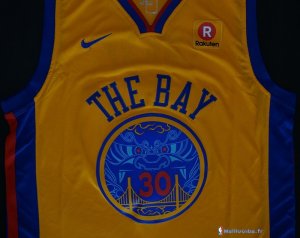 Maillot NBA Pas Cher Golden State Warriors Stephen Curry 30 Jaune Ville 2017/18