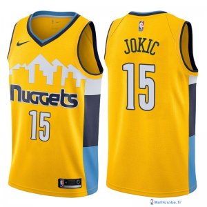 Maillot NBA Pas Cher Denver Nuggets Nikola Jokic 15 Jaune Statement 2017/18