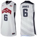 Maillot NBA Pas Cher USA 2012 James 6 Blanc