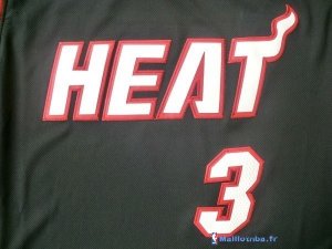 Maillot NBA Pas Cher Miami Heat Dwyane Wade 3 Noir Rouge