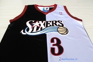 Maillot NBA Pas Cher Philadelphia Sixers Allen Iverson 3 Noir Blanc