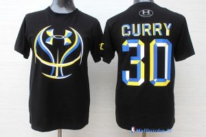 Maillot NBA Pas Cher Golden State Warriors Stephen Curry 30 Noir Bleu MC