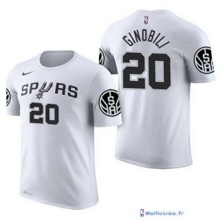 Maillot Manche Courte San Antonio Spurs Manu Ginóbili 20 Blanc 2017/18