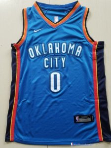 Maillot NBA Pas Cher Oklahoma City Thunder Junior Russell Westbrook 0 Bleu Icon 2017/18