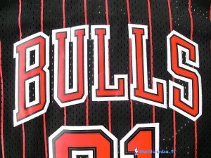 Maillot NBA Pas Cher Chicago Bulls Dennis Rodman 91 Noir Bande