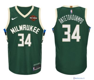 Maillot NBA Pas Cher Milwaukee Bucks Giannis Antetokounmpo 34 Vert 2017/18