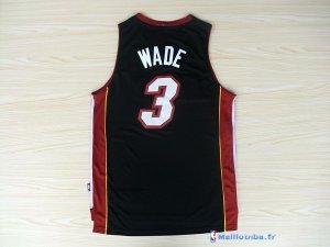 Maillot NBA Pas Cher Miami Heat Dwyane Wade 3 Noir Rouge