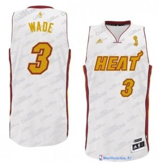 Maillot NBA Pas Cher Miami Heat Dwyane Wade 3 Blanc Or