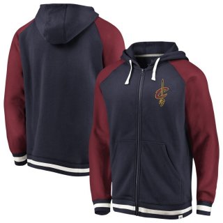 Cleveland Cavaliers Fanatics Branded NavyWine True Classic Vintage Retro Stripe Fleece Full-Zip Hoodie