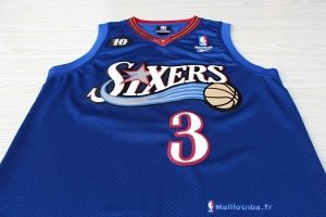 Maillot NBA Pas Cher Philadelphia Sixers Allen Iverson 3 10 Anniversaire Bleu