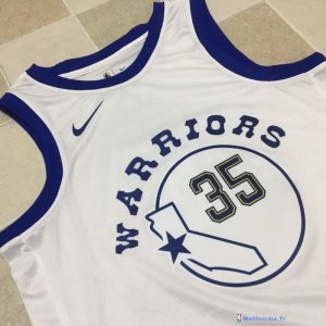 Maillot NBA Pas Cher Golden State Warriors Kevin Durant 35 Nike Retro Blanc 2017/18