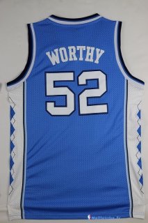 Maillot NCAA Pas Cher North Carolina James Worthy 52 Bleu