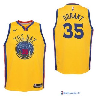 Maillot NBA Pas Cher Golden State Warriors Junior Kevin Durant 35 Nike Jaune Ville 2017/18