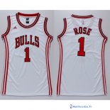 Maillot NBA Pas Cher Chicago Bulls Femme Derrick Rose 1 Blanc