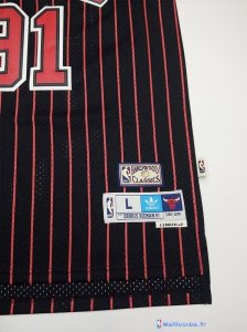 Maillot NBA Pas Cher Chicago Bulls Dennis Rodman 91 Noir Bande