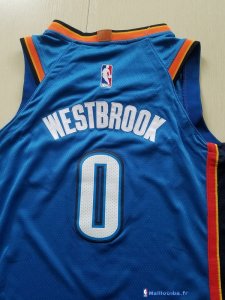 Maillot NBA Pas Cher Oklahoma City Thunder Junior Russell Westbrook 0 Bleu Icon 2017/18