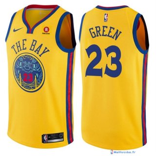 Maillot NBA Pas Cher Golden State Warriors Draymond Green 23 Jaune Ville 2017/18