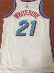 Maillot NBA Pas Cher Miami Heat Hassan Whiteside 21 Nike Blanc Ville 2017/18