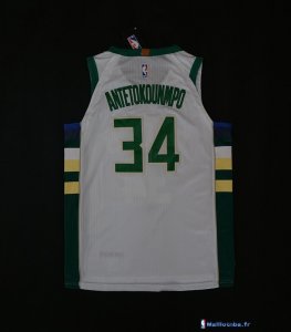 Maillot NBA Pas Cher Milwaukee Bucks Giannis Antetokounmpo 34 Blanc 2017/18