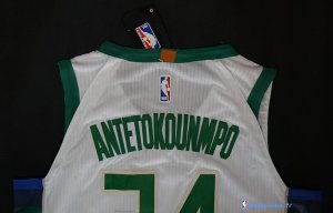 Maillot NBA Pas Cher Milwaukee Bucks Giannis Antetokounmpo 34 Blanc 2017/18