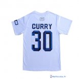 Maillot NBA Pas Cher Golden State Warriors Stephen Curry 30 Blanc Bleu MC