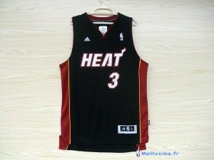 Maillot NBA Pas Cher Miami Heat Dwyane Wade 3 Noir Rouge