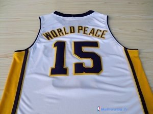 Maillot NBA Pas Cher Los Angeles Lakers Metta World 15 Peace Blanc