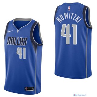 Maillot NBA Pas Cher Dallas Mavericks Dirk Nowitzki 41 Bleu Icon 2017/18