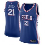 Maillot NBA Pas Cher Philadelphia Sixers Femme Joel Embiid 21 Bleu Icon 2017/18