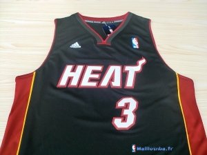 Maillot NBA Pas Cher Miami Heat Dwyane Wade 3 Noir Rouge