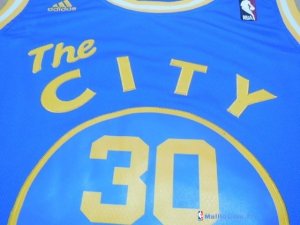 Maillot NBA Pas Cher Golden State Warriors Stephen Curry 30 Retro City Bleu