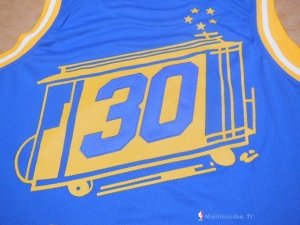 Maillot NBA Pas Cher Golden State Warriors Stephen Curry 30 Retro City Bleu