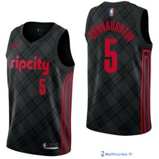 Maillot NBA Pas Cher Portland Trail Blazers Pat Connaughton 5 Nike Noir Ville 2017/18