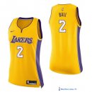 Maillot NBA Pas Cher Los Angeles Lakers Femme Lonzo Ball 2 Jaune Icon 2017/18