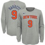 New York Knicks RJ Barrett Nike Gray Icon Name & Number Long Sleeve Performance T-Shirt
