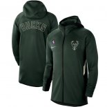 Milwaukee Bucks Nike Hunter Green Authentic Showtime Therma Flex Performance Full-Zip Hoodie