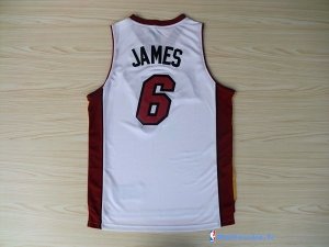 Maillot NBA Pas Cher Miami Heat LeBron James 6 Blanc Rouge