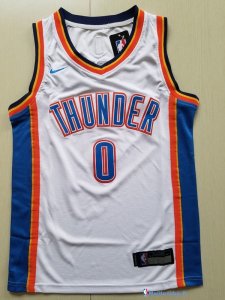 Maillot NBA Pas Cher Oklahoma City Thunder Junior Russell Westbrook 0 Blanc Association 2017/18