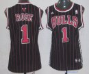 Maillot NBA Pas Cher Chicago Bulls Femme Derrick Rose 1 Noir Bande